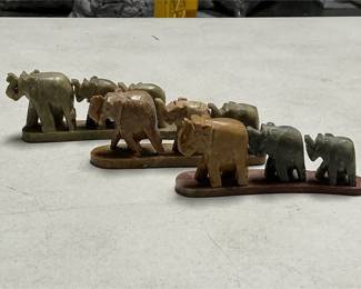 Three Carved Stone Elephant Procession Figurine Groups (2/5)