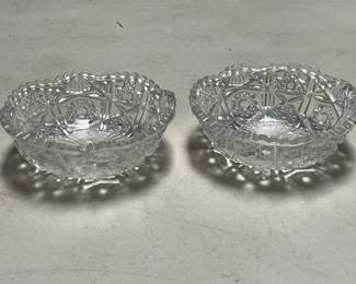 Pair of Clear Glass Hobstar and Fan Bowls (2/5)