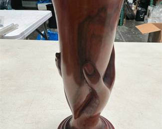 Pitcairn Island Carved Wooden Hand Vase (3/6)