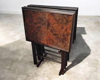 PLASTIC/FORMICA TV TRAY SET