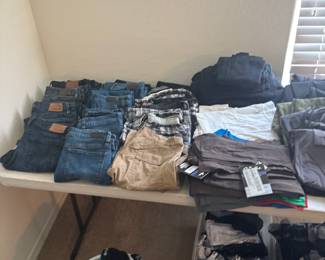 Folded Jeans And Trousers