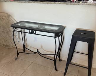 Glass Top Console Table And Stool