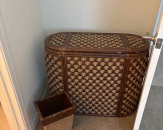 Patterned Lidded Hamper And Small Basket