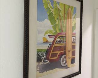 Beach Car And Surfboard Wall Art