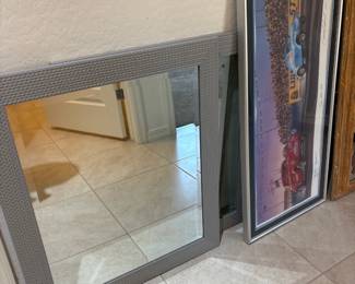 Rectangular Mirror And Car Picture