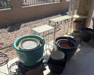 Assorted Planters And Patio Stands