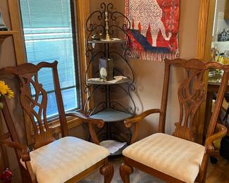 Captains chairs for dining set. Corner shelves.