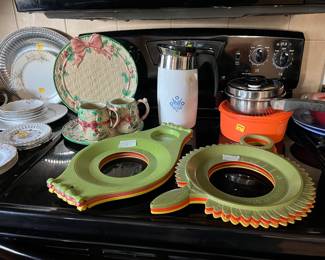 Vintage kitchenware and Majolica.