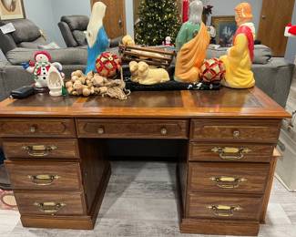 Nice desk with desktop blow mold nativity.