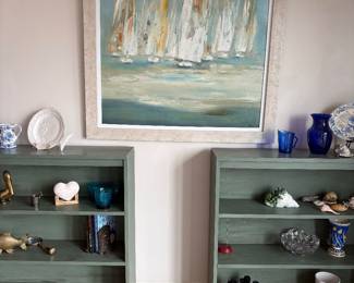 Green Bookcases and Regatta Art