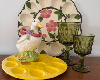 DESERT ROSE EGG PLATTER, USA POTTERY EGG TRAY, NORITAKE GLASSWARE
