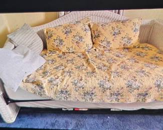 WICKER TRUNDLE BED WITH 2 MATTRESSES
