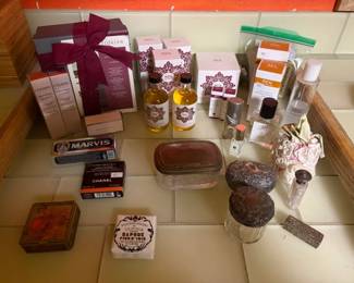 NIB toiletries and antique jars