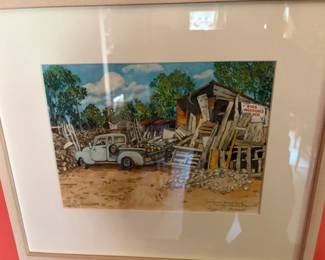 Lisa T. Bemis (American 20th/21st C) watercolor 'Mr. Rio's Wood Yard' (The Real Santa Fe), 2005