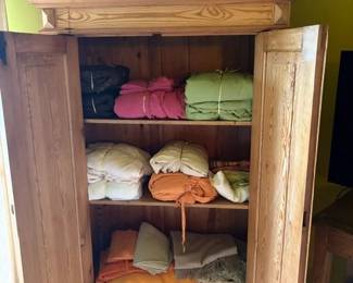 Colorful linens and baskets
