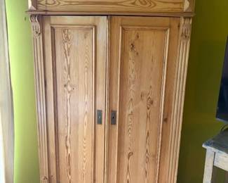 Vintage pine 2 door raised panel armoire