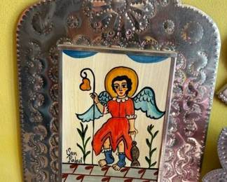 Marie Romero Cash (Hispanic 1942 -) 'San Rafael; tinwork framed retablo, 2004