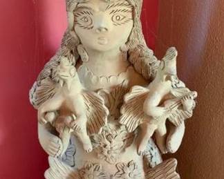Irma Garcia Blanco (Santa Maria Atzompa, Oaxaca, Mexico, 20th C) hand modelled sculpture