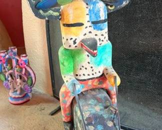 Greg Lomayesva (Hispanic/Hopi 1971 -) 'Yei' figure riding bear, 2020