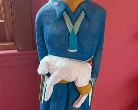 Johnson Antonio (Dine 1931 -) dine woman with sheep carving, 2002