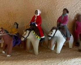 Mamie Deschillie and Nellie Benally clay figures