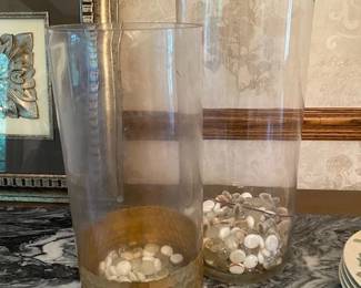 Glass vases -- one with beautiful hammered gold detail