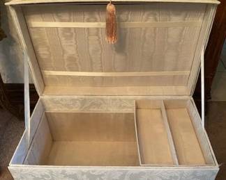 Silk-covered keepsake chest
