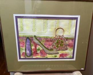 Wall art -- handpainted with glitter and beads