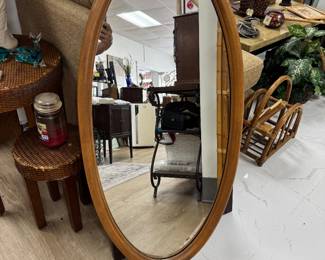 Oval oak mirror 