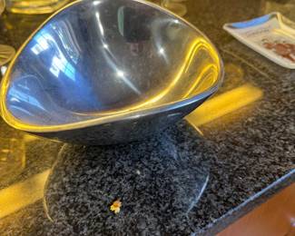 Nambe Sculptural Polished Alloy Tri-Corner Serving Bowl