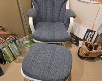 Upholstered Glider Rocking Chair with Matching Ottoman