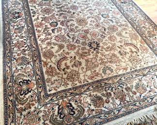 Karastan 718 Kirman Ivory Persian-Style Wool Area Rug with Floral Medallion Border