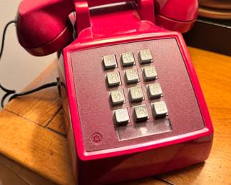 Bell System Red Push-Button Desk Telephone