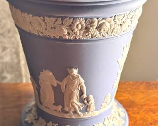 Wedgwood Jasperware Lavender & White Classical Figural Flower Frog Vase