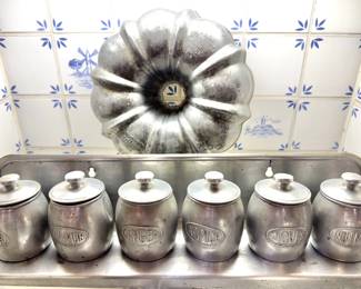 Kromex Aluminum Spice Canister Set with Wall Rack