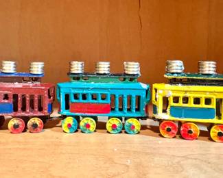 Hand-Painted Cast Iron Streetcar Trolley Menorah