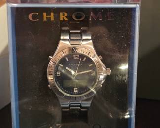 Chrome Azzaro Stainless Steel Analog-Digital Men’s Wristwatch with Original Display Box