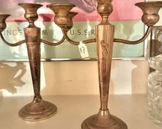 Pair of Weighted Sterling Silver Three-Light Candelabras