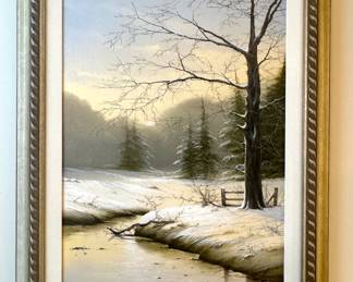 Michael John Hill "Winters Peace" Oil on Canvas with Gilt Gallery Frame