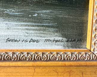 Michael John Hill "Snow is Due" Oil on Canvas with Gilt Gallery Frame