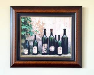 Framed Italian Wine Bottle Still Life Art Print with Quarto d’Altino & Prosecco Bottles