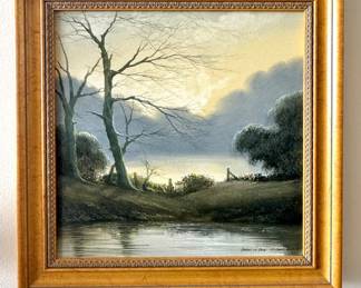 Michael John Hill "Snow is Due" Oil on Canvas with Gilt Gallery Frame