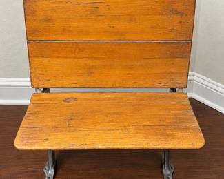 Vintage Cast Iron and Wood School Desk