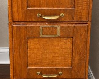 Antique Oak Three-Drawer Stacking Filing Cabinet