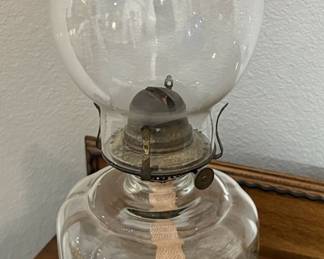 Vintage Clear Glass Oil Lamp with Eagle Burner