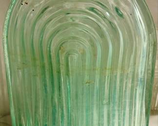 Antique Green Ribbed Poison Bottle