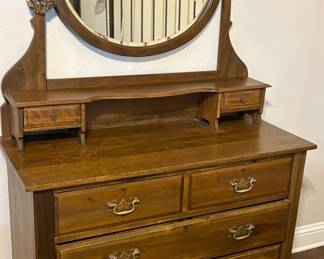 Antique Oak Washstand with Mirror