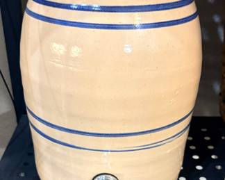 Marshall Pottery 2-Gallon Stoneware Beverage Dispenser with Blue Banding