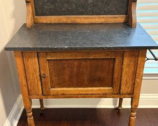 Antique Oak Washstand with Marble Top