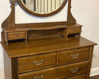 Antique Oak Washstand with Mirror